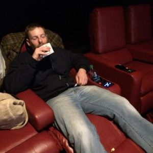 Enjoying his reclining seats and junior mints.